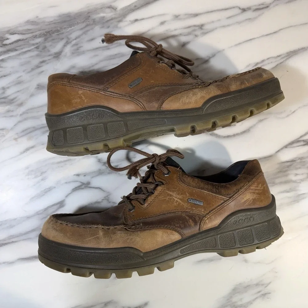 ECCO Men's Track 25 Low GORETEX Brown Leather Sz 10-10.5 44 Hiking‎ Outdoors